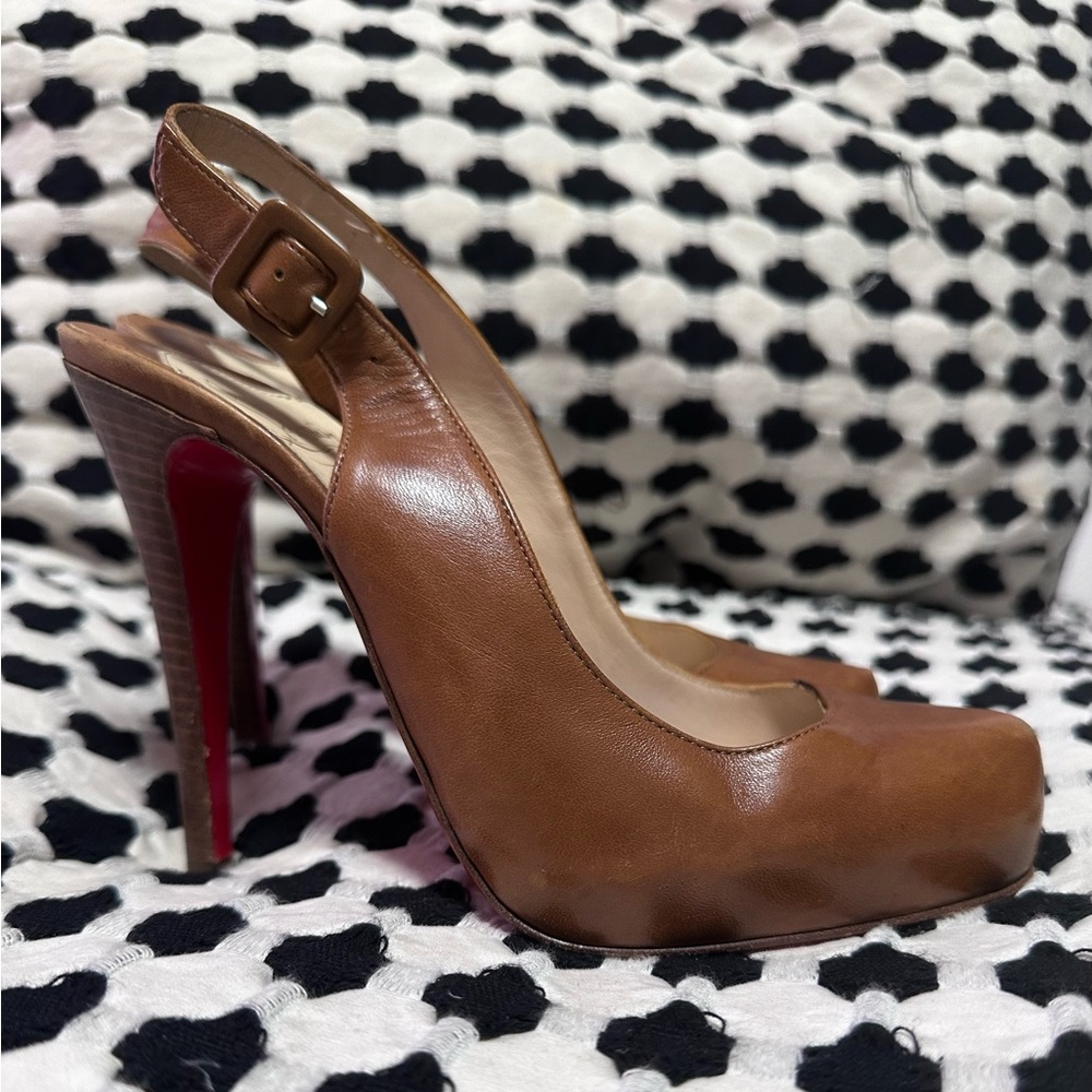 Christian Louboutin Brown Slingback Heels